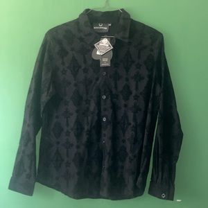 🏷  NWT KillStar Criss Cross Button Up Shirt Black XXL